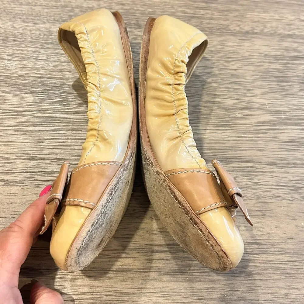 Prada Women's Yellow and Tan Ballet Flats - Picture 4 of 10